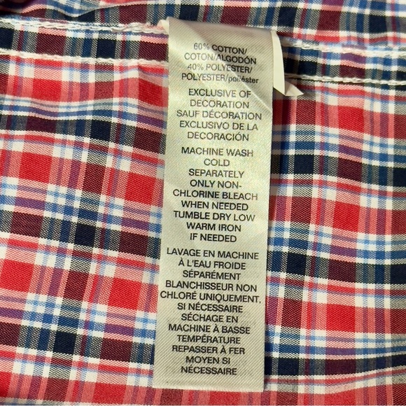 NEW Chaps Red Blue Casual Button Down Plaid Short Sleeve Shirt Size XL Perfect - Picture 13 of 13